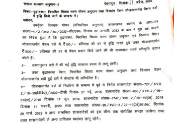 बिग ब्रेकिंग: वृद्धावस्था व दिव्यांग पेंशन में वृद्धि किए जाने पर आदेश जारी।