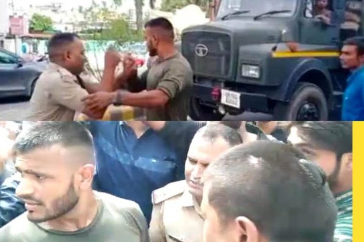 बड़ी खबर: आर्मी की गाड़ी टकराई दरोगा की गाड़ी से बीच सडक पर हुआ हंगामा