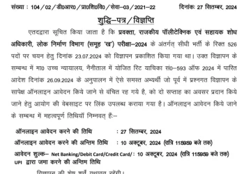 बड़ी खबर : UKPSC के इन 526 पदों में आवेदन का एक और मौका