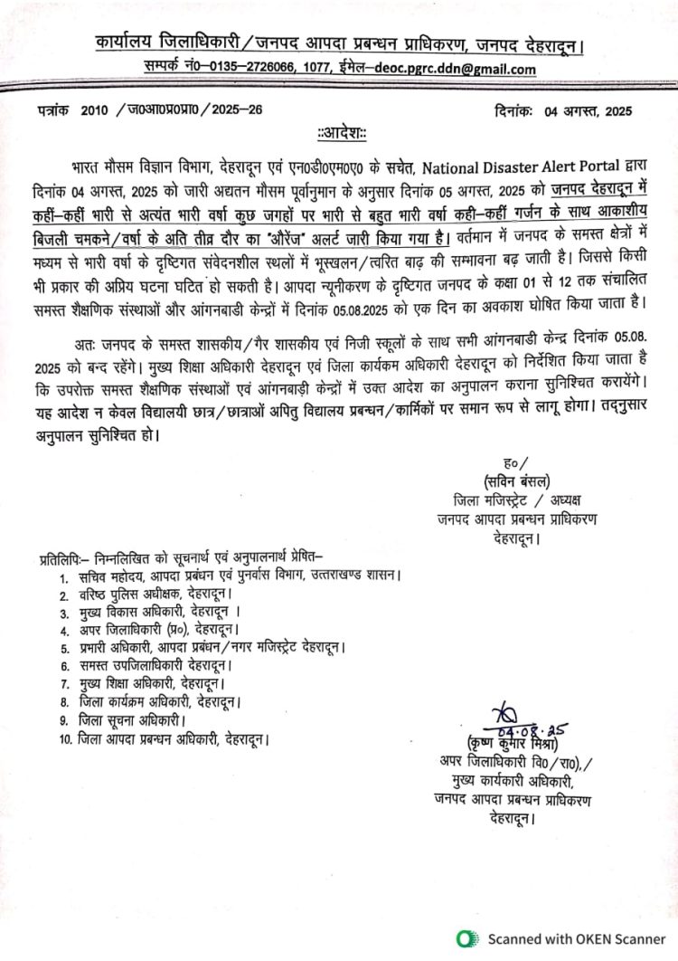 बिग ब्रेकिंग: इस जिले में कल सभी स्कूल रहेंगे बंद,आदेश जारी