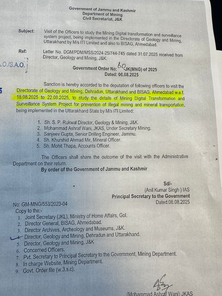 उत्तराखंड की तकनीक से प्रभावित हुआ जम्मू-कश्मीर, खनन निगरानी प्रणाली लागू करने की तैयारी