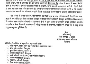 ब्रेकिंग : इस जिले में आज सभी स्कूल-कॉलेज रहेंगे बंद,आदेश जारी 