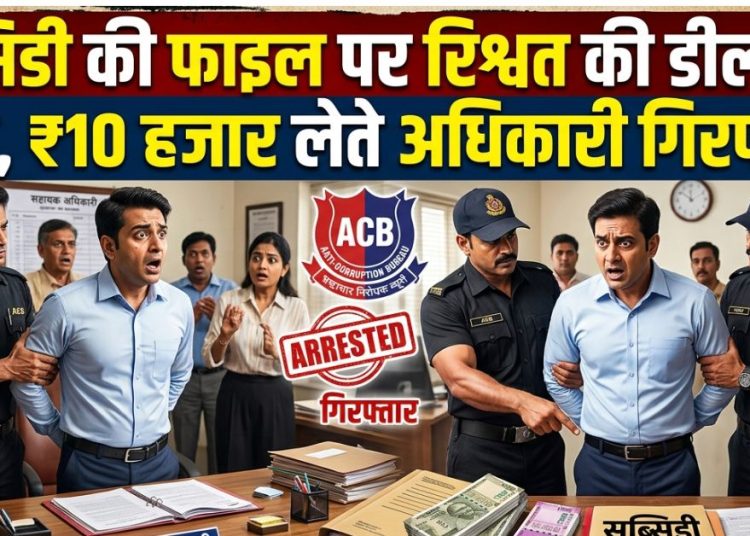 बड़ी खबर : सब्सिडी की फाइल पर रिश्वत की डील पड़ी भारी, ₹10 हजार लेते अधिकारी गिरफ्तार