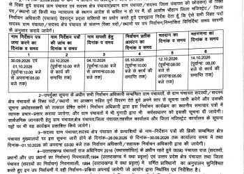 पंचायत उपचुनाव की तारीखें तय, 30 सितंबर से नामांकन शुरू; 12 अक्टूबर को मतदान